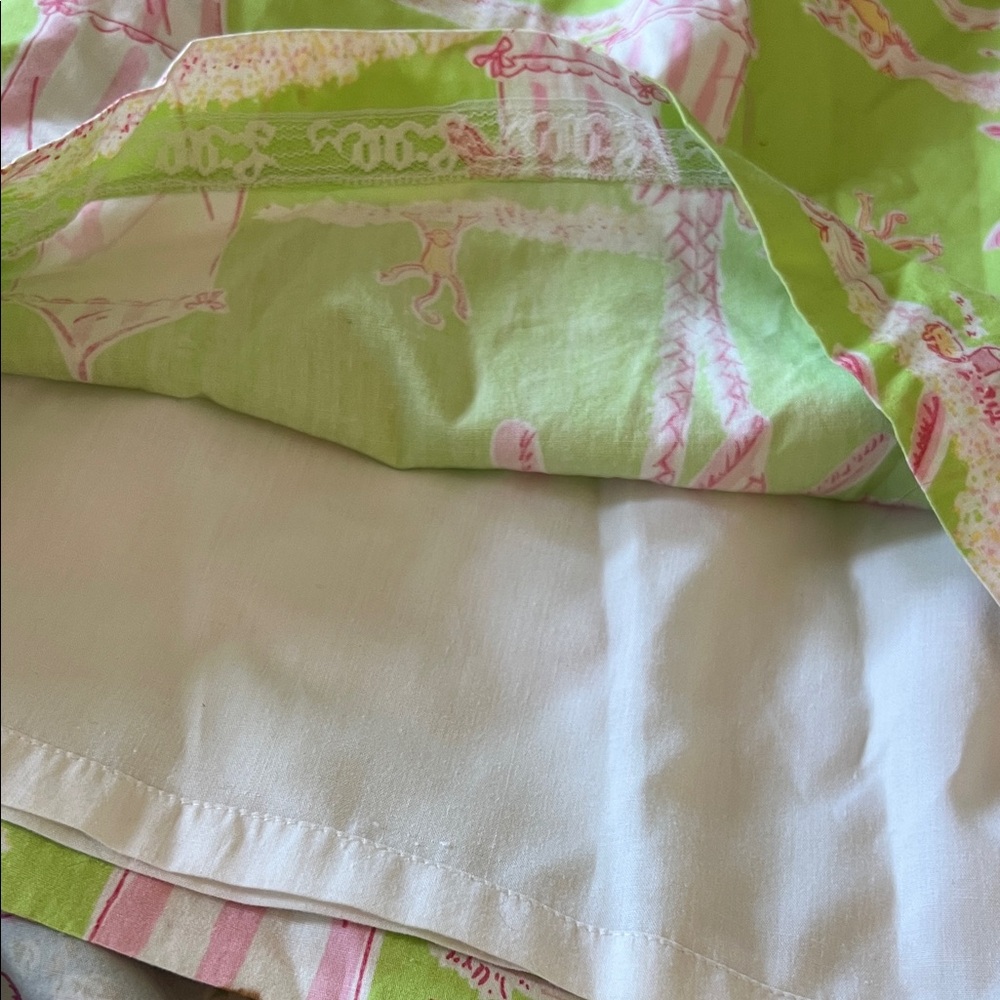 Lilly Pulitzer Green and Pink Mini Skirt with Floral Accents - Picture 2 of 7